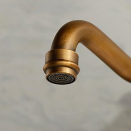 Wall Mounted Two Handles Two Holes with Antique Brass Kitchen Tap