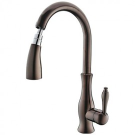Traditional Oil-rubbed Bronze Finish One Hole Single Handle Deck Mounted Rotatable Pullout Spray Kitchen Tap