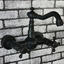 Wall Mounted Two Handles Two Holes with Oil-rubbed Bronze Kitchen Tap