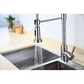 Kitchen Tap Contemporary Pullout Spray Stainless Steel Spring Nickel Brushed Finish Single Handle