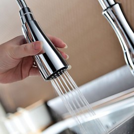 Traditional Chrome Finish One Hole Single Handle Deck Mounted Rotatable Pullout Spray Kitchen Tap