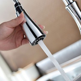 Traditional Chrome Finish One Hole Single Handle Deck Mounted Rotatable Pullout Spray Kitchen Tap