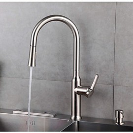 Deck Mounted Single Handle One Hole with Nickel Brushed Kitchen Tap