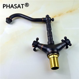 Deck Mounted Two Handles One Hole with Oil-rubbed Bronze Kitchen Tap