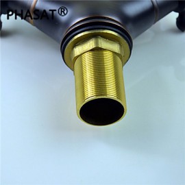 Deck Mounted Two Handles One Hole with Oil-rubbed Bronze Kitchen Tap