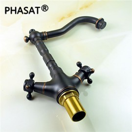 Deck Mounted Two Handles One Hole with Oil-rubbed Bronze Kitchen Tap