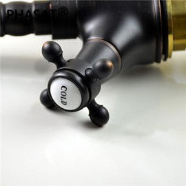 Deck Mounted Two Handles One Hole with Oil-rubbed Bronze Kitchen Tap