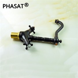 Deck Mounted Two Handles One Hole with Oil-rubbed Bronze Kitchen Tap