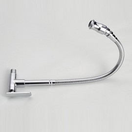 Wall Type Arbitrary Rotating Chrome Plated Brass Kitchen Sink Tap - Silver