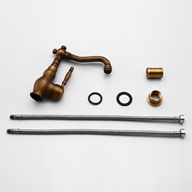 Deck Mounted Single Handle One Hole with Antique Brass Kitchen Tap