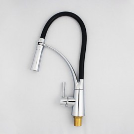 Deck Mounted Solid Brass Chrome Finish Single Handle Single Hole Pull Down Kitchen Tap