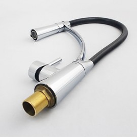 Deck Mounted Solid Brass Chrome Finish Single Handle Single Hole Pull Down Kitchen Tap