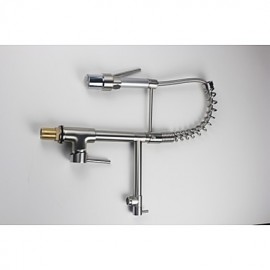 Led Light Solid Brass Nickel Brushed Deck Mounted Pull Down Kitchen Tap With Two Spray