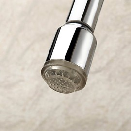 Contemporary Kitchen Tap LED / Pullout Spray Chrome One Hole