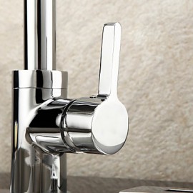 Contemporary Kitchen Tap LED / Pullout Spray Chrome One Hole
