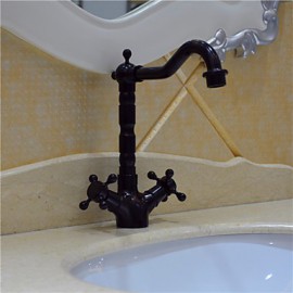 Deck Mounted Two Handles One Hole with Oil-rubbed Bronze Kitchen Tap