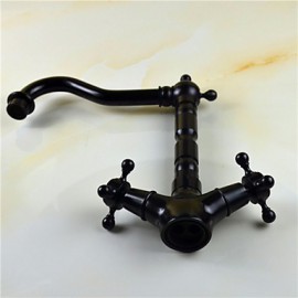 Deck Mounted Two Handles One Hole with Oil-rubbed Bronze Kitchen Tap