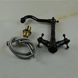 Deck Mounted Two Handles One Hole with Oil-rubbed Bronze Kitchen Tap