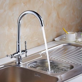 Deck Mounted Two Handles One Hole with Chrome Kitchen Tap