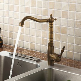 Deck Mounted Single Handle One Hole with Antique Brass Kitchen Tap