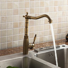Deck Mounted Single Handle One Hole with Antique Brass Kitchen Tap