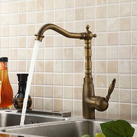 Deck Mounted Single Handle One Hole with Antique Brass Kitchen Tap