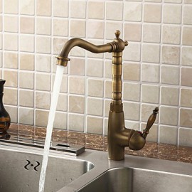 Deck Mounted Single Handle One Hole with Antique Brass Kitchen Tap