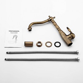 Deck Mounted Single Handle One Hole with Antique Brass Kitchen Tap