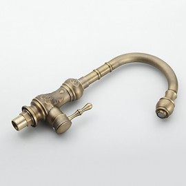 Deck Mounted Single Handle One Hole with Antique Brass Kitchen Tap