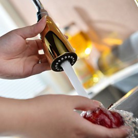 Traditional Ti-PVD Finish One Hole Single Handle Deck Mounted Rotatable Pullout Spray Kitchen Tap