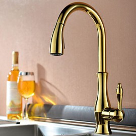 Contemporary Ti-PVD One Hole Single Handle Pull-down Kitchen Tap