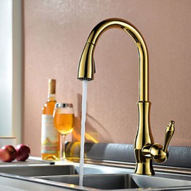 Contemporary Ti-PVD One Hole Single Handle Pull-down Kitchen Tap