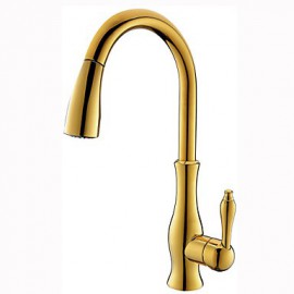 Contemporary Ti-PVD One Hole Single Handle Pull-down Kitchen Tap