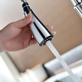 Traditional Chrome Finish One Hole Single Handle Deck Mounted Rotatable Pullout Spray Kitchen Tap