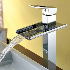 Waterfall Bathroom Sink Tap Contemporary Chrome Brass Vessel