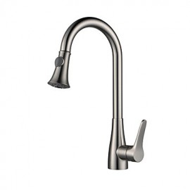 Kitchen Tap Contemporary Pullout Spray/Sidespray/Pre Rinse Brass Nickel Brushed