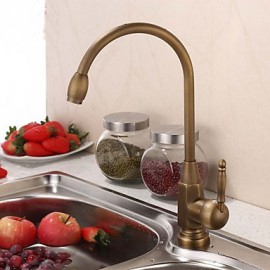 Deck Mounted Single Handle One Hole with Antique Brass Kitchen Tap