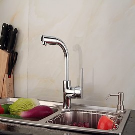 Contemporary Chrome Finish One Hole Single Handle 360 Degree Rotatable Kitchen Tap