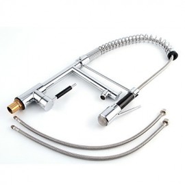 Contemporary Chrome Finish Color Changing LED Light Pullout Spray Deck Mounted Kitchen Tap