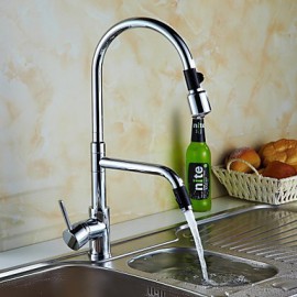 Contemporary Single Handle LED Pull-out Kitchen Tap