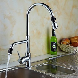 Contemporary Single Handle LED Pull-out Kitchen Tap