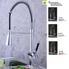 Kitchen Tap Contemporary LED Brass Chrome