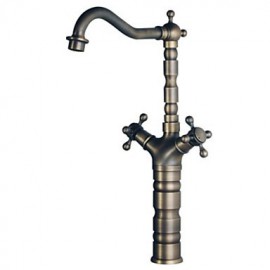 Deck Mounted Two Handles One Hole with Antique Brass Kitchen Tap