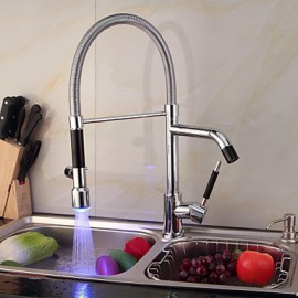 Contemporary Single Handle Chrome LED Color Kitchen Tap