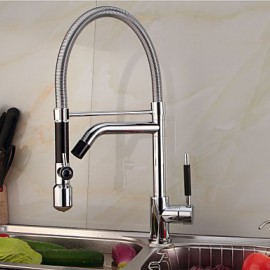 Contemporary Single Handle Chrome LED Color Kitchen Tap