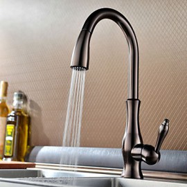 Contemporary Oil-rubbed Bronze One Hole Single Handle Pull-down Kitchen Tap