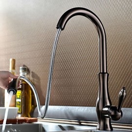 Contemporary Oil-rubbed Bronze One Hole Single Handle Pull-down Kitchen Tap