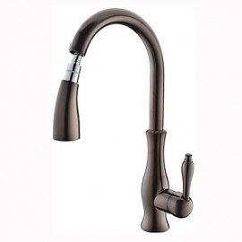 Contemporary Oil-rubbed Bronze One Hole Single Handle Pull-down Kitchen Tap