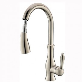 Contemporary Nickel Brushed One Hole Single Handle Pull-down Kitchen Tap