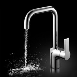 Deck Mounted Soild Brass Chrome Finished Rotatable Spout Single Handle Single Hole Cold And Hot Water Tap Kitchen Tap